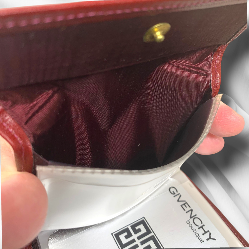 Vintage Givenchy Boutique Oxblood Leather Wallet NWT Rare Structured Mini Case - Picture 9 of 12